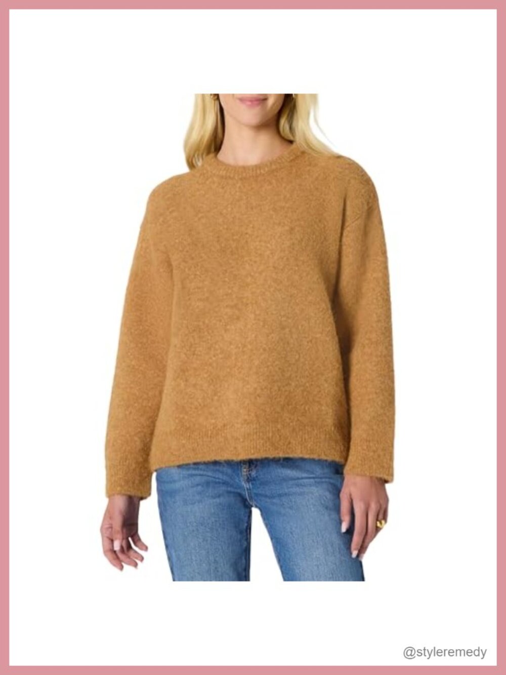 Womens Oversized Faux Mohair Crewneck Pullover Sweater